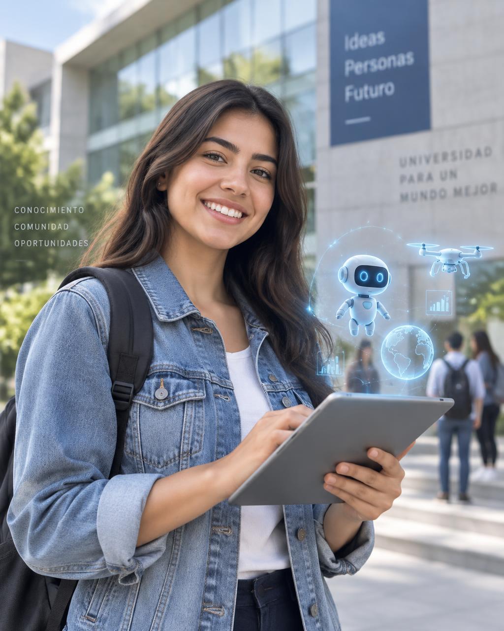 Estudiante practicando con IA en su tablet